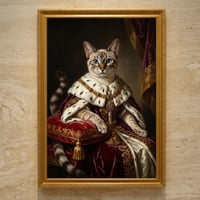 猫（トンキニーズ）のルネサンス風肖像画 油絵風アートA3額装インテリア壁掛け