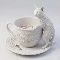猫（オシキャット）のアクセサリートレイ 小物入れ マットホワイト
