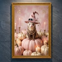 フェレットのハロウィン限定アート A4金縁額装インテリア壁掛け