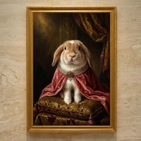 うさぎ（ミニロップ）のルネサンス風肖像画 油絵風アートA3額装インテリア壁掛け