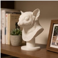 フクロモモンガの3Dプリント胸像 白PLA 彫刻 置物 インテリア