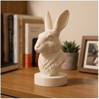 うさぎ（ハーレクイン）の3Dプリント胸像 白PLA 彫刻 置物 インテリア