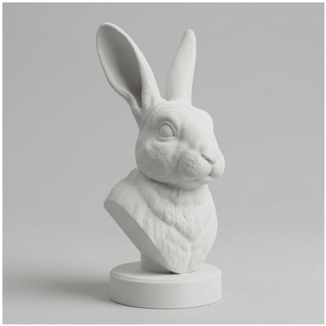 うさぎ（ミニレッキス）の3Dプリント胸像 白PLA 彫刻 置物 インテリア