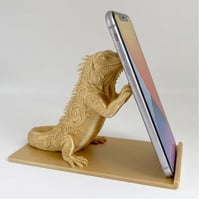 イグアナ（サイイグアナ）のスマホスタンド 卓上 シルクゴールド