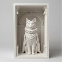 猫（ターキッシュアンゴラ）の3Dプリント ブックヌーク 白PLA 本棚インテリア