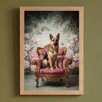 犬（ジャーマンシェパード）のロココ調アート A4額装インテリア壁掛け