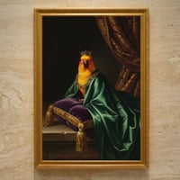インコ（ナナイロメキシコインコ）のルネサンス風肖像画 A3額装インテリア壁掛け