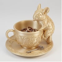 チンチラのアクセサリートレイ 小物入れ シルクゴールド