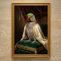 インコ（ダルマインコ）のルネサンス風肖像画 油絵風アートA3額装インテリア壁掛け