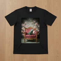 ブルーイグアナ半袖Tシャツ ロココ調シャビーピンク ブラック 男女兼用
