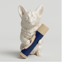 犬（コーギー）の3Dプリント リップケース シルクホワイト キーホルダー