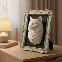 猫（ラグドール）の壁掛けレリーフ 3Dプリント 白PLA インテリア