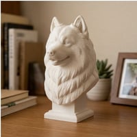 犬（サモエド）の3Dプリント胸像 白PLA 彫刻 置物 インテリア