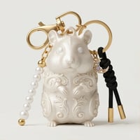 ハムスター（ジャンガリアンハムスター）のキーホルダー ミニチュア シルクホワイト