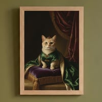 猫（マンチカン）のルネサンス風肖像画 油絵風アートA4額装インテリア壁掛け