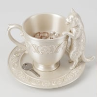 ノルウェージャンフォレストキャットのアクセサリートレイ 小物入れ シルクホワイト