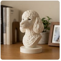 犬（トイプードル）の3Dプリント胸像 白PLA 彫刻 置物 インテリア