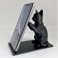 猫（シャム猫）のスマホスタンド 卓上 シルクブラック