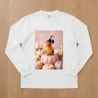 インコ（コガネメキシコインコ）長袖Tシャツ ハロウィン限定 ホワイト 男女兼用