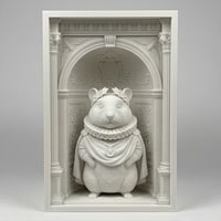 テディベアハムスターのブックヌーク 3Dプリント 白PLA 本棚インテリア