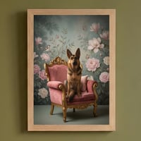 犬（ジャーマンシェパード）のロココ調アート A4額装インテリア壁掛け