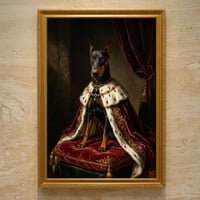 犬（ドーベルマン）のルネサンス風肖像画 油絵風アートA3額装インテリア壁掛け