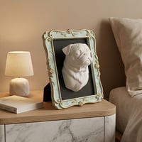 犬（パグ）の壁掛けレリーフ 3Dプリント 白PLA インテリア