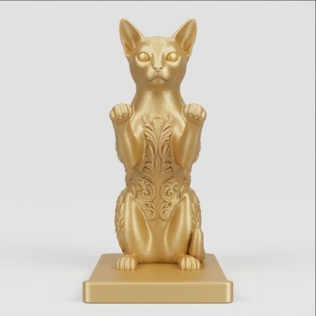 猫（アビシニアン）のスマホスタンド 卓上 シルクゴールド