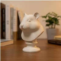 ロボロフスキーハムスターの3Dプリント胸像 白PLA 彫刻 置物 インテリア