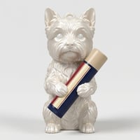 ヨークシャーテリアのリップケース 3Dプリント シルクホワイト キーホルダー