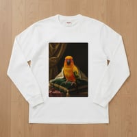 コガネメキシコインコ長袖Tシャツ ルネサンス風カラー ホワイト 男女兼用