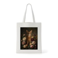 猫（アビシニアン）トートバッグ 花の油絵風アート キャンバス地
