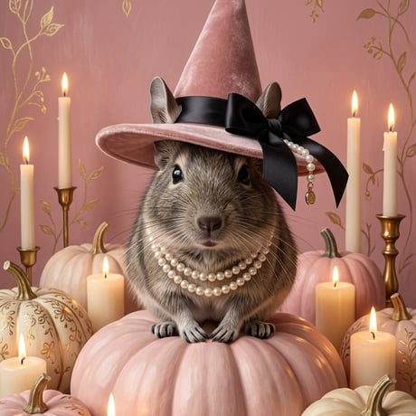 デグーのハロウィン限定アート A4額装インテリア壁掛け