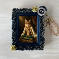 猫（ソマリ）バッグチャーム ルネサンス風 ブラック額縁デザイン