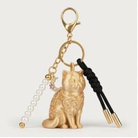 猫（エキゾチックショートヘア）のキーホルダー ミニチュア シルクゴールド