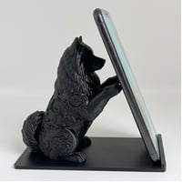 犬（サモエド）のスマホスタンド 卓上 シルクブラック
