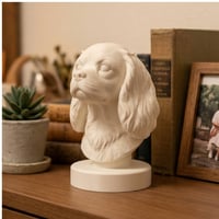 犬（キャバリア）の3Dプリント胸像 白PLA 彫刻 置物 インテリア