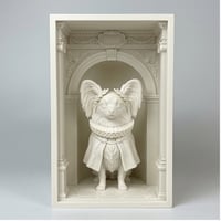 犬（パピヨン）の3Dプリント ブックヌーク 白PLA 本棚インテリア