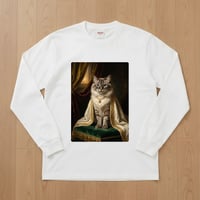 猫（ヒマラヤン）長袖Tシャツ ルネサンス風カラーアート ホワイト 男女兼用