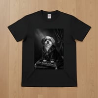 犬（シーズー）半袖Tシャツ ルネサンス風モノクロアート ブラック 男女兼用