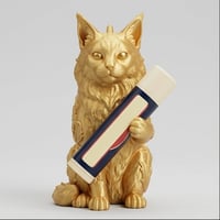 猫（メインクーン）の3Dプリント リップケース シルクゴールド キーホルダー