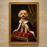犬（トイプードル）のルネサンス風肖像画 油絵風アートA3額装インテリア壁掛け