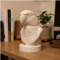 アレクサンドリンインコの3Dプリント胸像 白PLA 彫刻 置物 インテリア