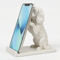 犬（キャバリア）のスマホスタンド 卓上 シルクホワイト