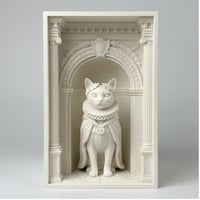 猫（バーミーズ）の3Dプリント ブックヌーク 白PLA 本棚インテリア