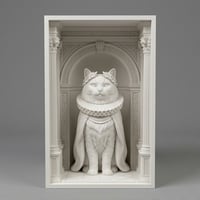 猫（ラグドール）の3Dプリント ブックヌーク 白PLA 本棚インテリア