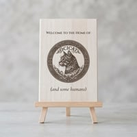猫（オシキャット）の紋章 ウェルカムボード 桐 イーゼル付き