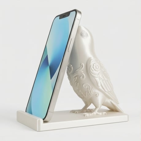 インコ（マメルリハ）のスマホスタンド 卓上 シルクホワイト