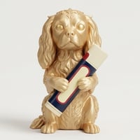 犬（キャバリア）の3Dプリント リップケース シルクゴールド キーホルダー