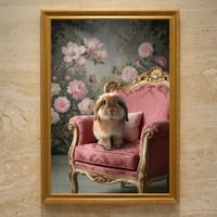 うさぎ（アメリカンファジーロップ）のロココ調アート A3額装インテリア壁掛け